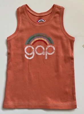 Camiseta sin mangas Baby Gap niñas gráfica sin mangas naranja arco iris talla 4 años nueva con etiquetas Foto 1 de 2