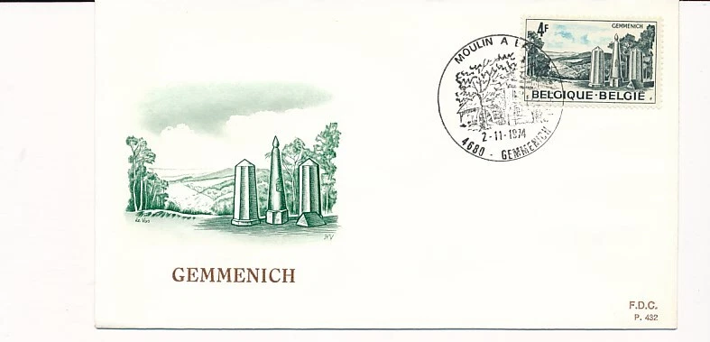 D73211 Belgium FDC P.432 Buildings Architecture Gemmenich - Image 1 of 1