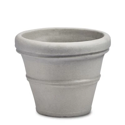 Crescent Garden Brunello, Classic Rolled-Rim Planter, 14" (Weathered Concrete) - Image 1 of 4
