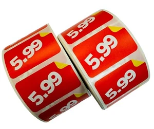 1.5"x1" $5.99 Product Price Point of Sale Red & Yellow Labels Stickers (2 Rolls - Picture 1 of 5