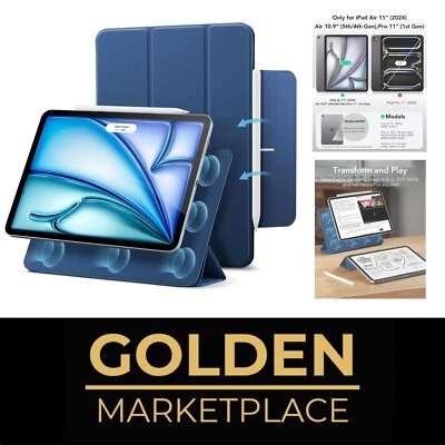 iPad Air 11 Zoll Hülle Marineblau Starke Magnete Trifold Ständer unterstütz P... - Bild 1 von 2