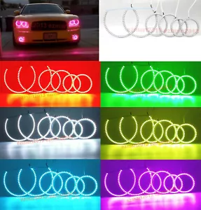 RGB 6 halo ring for Dodge Charger 06-10 bluetooth Flash DRL LED angel eye APP - Picture 1 of 12