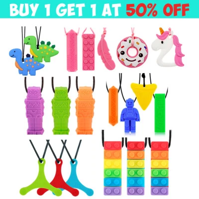 2- 6PCS Sensory Chew Necklace Chewelry Autism ADHD Biting Oral Motor Chewys Toys - image 1 of 4