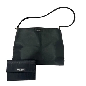 Kate Spade Satin Shoulder Bag Purse Handbag And Wallet Black Vintage 90s - Picture 1 of 12
