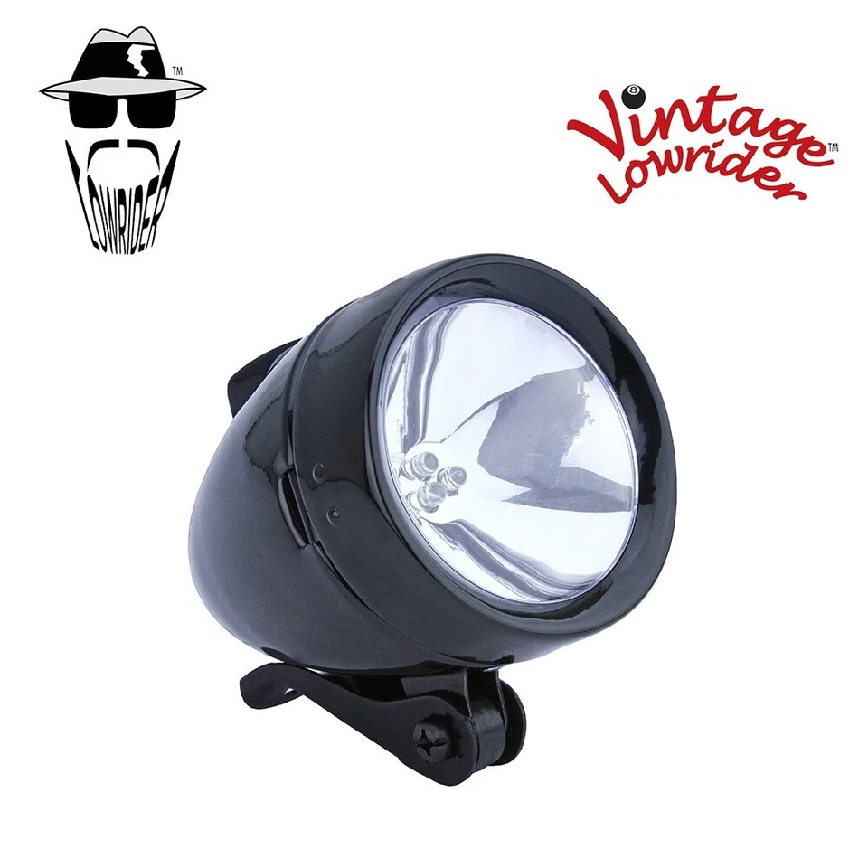 F&R ORIGINAL LOWRIDER Bicycle Bike Bullet Light Black Plated 3 LED Bulbs Light - Image 1 of 1