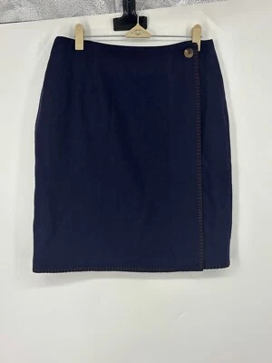 Falda envolvente Brooks Brothers 100 % lana azul marino 12 nueva sin etiquetas Foto 1 de 4