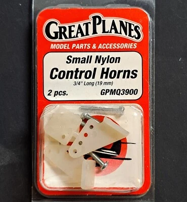 Original Great Planes FF RC Airplane Part #3900 Small Nylon Control Horns 2 Pack - Image 1 of 2