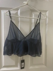 Neu Fredericks of Hollywood transparentes Netz Rowen Chiffon Schlaf Trägertop schwarz M - Bild 1 von 9
