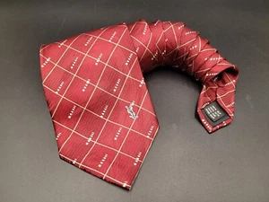 Yves Saint Laurent YSL Necktie Silk Red Geometric White Stripe Texture 4x57.5" - Picture 1 of 12