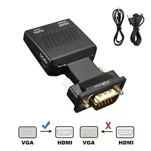 Adattatore da VGA a HDMI Full HD 1080P convertitore audio video laptop PC a TV HDTV AV - Foto 1 di 1