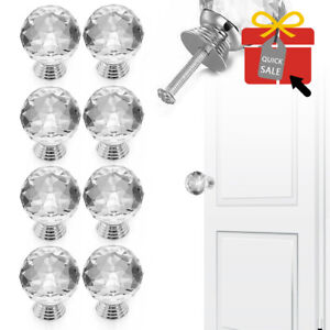 Crystal Diamond Glass Door Knobs Cupboard Clear Drawer Furniture Handle Cabinet