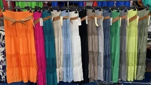 Womens Italian Lagenlook Viscose Braided Belted Crochet Net Maxi Ladies Skirt - Picture 1 of 21