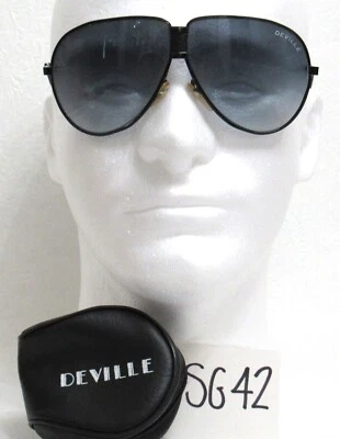 Gafas de sol para hombre Deville plegables de metal negro aviador y estuche vintage Foto 1 de 4