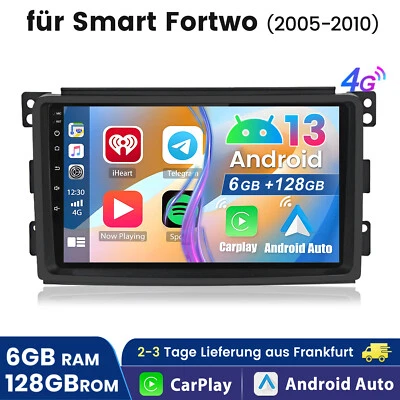 6+128GB Android 13 Autoradio GPS Nav CarPlay Für Smart Fortwo 451 2005-2010 SWC - Bild 1 von 4