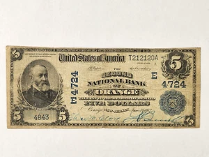 1902 $5 Second National Bank of Orange New Jersey Note CH 4724 - Picture 1 of 6
