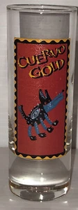 Jose Cuervo Gold Tequila 2 oz 4 " Tall Shot Glass Blue Coyote Wolf Dog Bar ware - Picture 1 of 4
