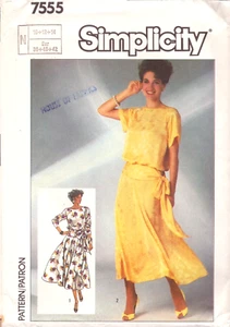 Vestido Blusa Simplicity Pattern 7555-Misses con Mangas Raglan-Falda Acampanada 10-14 - Imagen 1 de 4