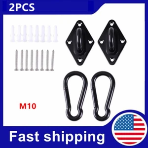 1700 lb Capacity 2PCS M10 Stainless Steel Pad Eye Hooks+2PCS 10MM Snap Hook - Picture 1 of 9