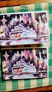 LOT OF 2 CHRISTMAS CARDS / ENVELOPES PUGET SOUND FERRY SEATTLE WASHINGTON  5X7  - Picture 1 of 24