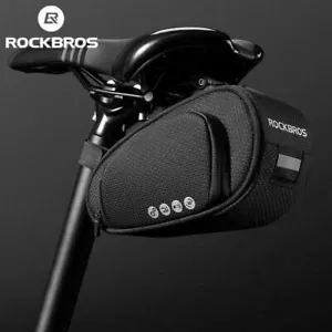NEW Rockbros Bicycle Rear Bike Seat Saddle Bag Black Cycling Tail Pouch Storage - Picture 1 of 10