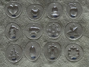 Nuutajärvi Iittala Finnland Glas Weihnachtsschmuck 12er Set alle beschriftet - Bild 1 von 19