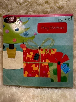 Tarjeta de Navidad de papiro 2010 RARA DIFÍCIL DE ENCONTRAR Tarjeta emergente Regalos Joyas Árbol Brillo Foto 1 de 4