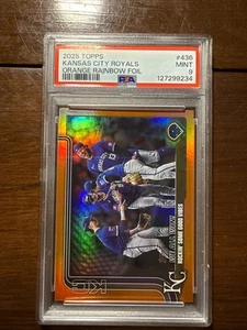 2025 Topps Series 2 Kc Team Card Orange Rainbow Foil 6/25 PSA Mint 9 #436 - Picture 1 of 6