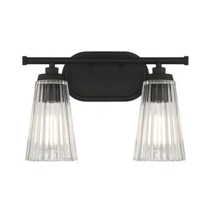 Savoy House Chantilly 2-Light Bathroom Vanity Light with Clear Fluted Glass - Picture 1 of 12