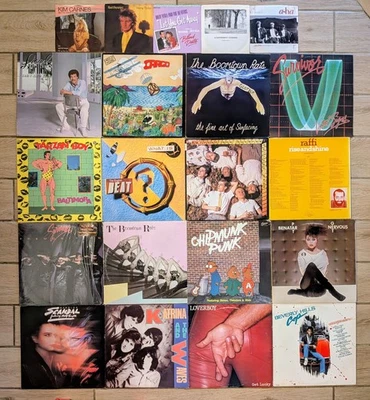 Lot of 16 80s Vinyl Records & 5 Pic Sleeves - Benatar Richie Loverboy Raffi Rock - Image 1 of 3