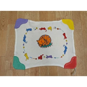 Vintage Munchkin Waffle Weave Teething Blanket Rubber Corners Cat Lovey - Picture 1 of 6