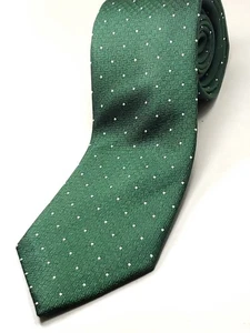 TM LEWIN handgefertigte schmale Krawatte aus 100 % Seide 61 Zoll lang grün weiß gepunktet NEU - Bild 1 von 3