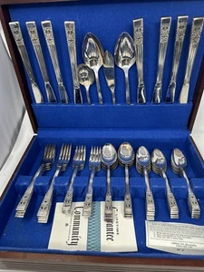 Vintage 1936 Oneida Community Coronation Silver Plated Silverware Set 52 Pieces - Picture 1 of 14