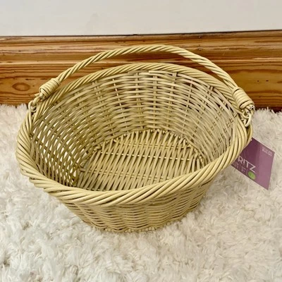 Spritz 12" cesta de tecido de vime plástico salgueiro bronzeado natural nova com etiquetas - Imagem 1 de 2