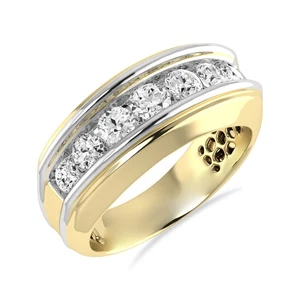 1.50 Ct Round Cut Lab-Grown Diamond Wedding Band Ring Men's 10k Yellow Gold - Picture 1 of 6