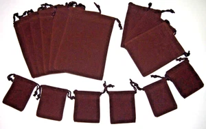 Lot/15 Brown Faux-Suede Jewelry Pouches-3 Sizes For Rings, Brooches & Bracelets - Picture 1 of 1