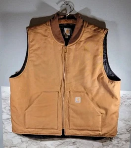 Carhartt Quilted Lined Duck Tan Vest / 14806 / Mens Size 2XL - Picture 1 of 8