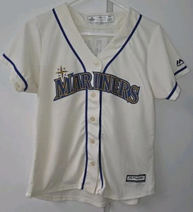 Camiseta deportiva para mujer Felix Hernandez Majestic Seattle Mariners Alt.Ivory Cool Base mediana - Imagen 1 de 6