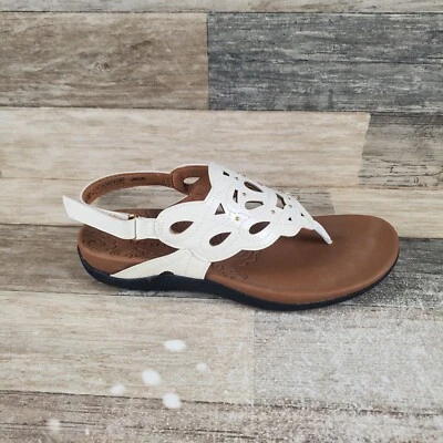 Rockport Ridge Womens Sandals Sz 7 M White Faux Leather Rhinestone Slingback - Image 1 of 4
