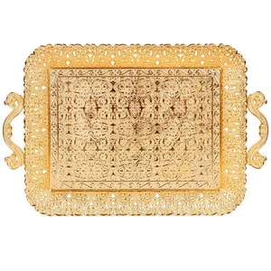 Turkish Ottoman Authentic Floral Design Zamak Serving Tray For Coffee & Tea 16. - Picture 1 of 9