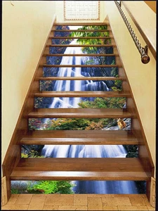 3D Waterfall, deer 57 Stair Risers Decoration Photo Mural Vinyl Decal Wallpaper - Picture 1 of 5