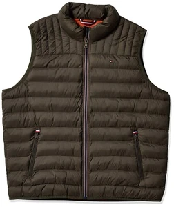 Tommy Hilfiger Men's Lightweight Down Quilted Puffer Vest, Olive, X-Large - Picture 1 of 6