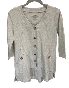 Neon Buddha Button Down Cardigan Sweatshirt Size Small Heather Gray - Picture 1 of 4