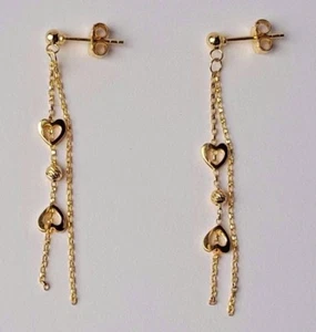 Orecchini pendenti goccia cuore oro giallo 18 kt 1,85 g *NUOVI* regalo natale fidanzata 18 kt - Foto 1 di 12
