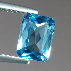 1.85cts 6x8mm Octagon Natural Blue Zircon Cambodia Loose Genuine Gemstones - Picture 1 of 4