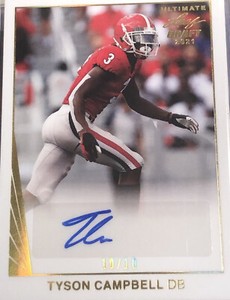 Tyson Campbell 2021 Leaf Ultimate RC Auto Autograph #/10 uga georgia bulldogs