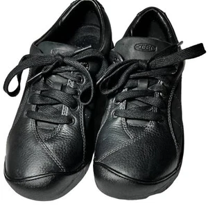 KEEN Presidio Black Leather Women's 8.5 Lace Up Sneaker Walking Casual Shoes - Picture 1 of 8