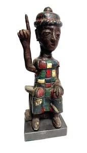 Ivory Coast. Polychrome Wood Sculpture Depicting An Abron King - Picture 1 of 3