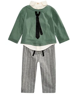 First Impressions Baby Boys 2-Pc. Layered-Look Necktie Top & Striped Pants Set - Picture 1 of 2