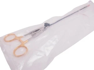 IN LINE GRASPER, SERRATED JAWS, FENESTRA INSULATED, W/PORT, W/RATCHET, GOLD HAND - Picture 1 of 8