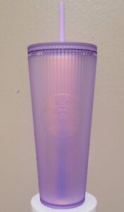 New Starbucks Fall 2023 Lilac Purple Iridescent Pleated Soft Touch Venti Tumbler